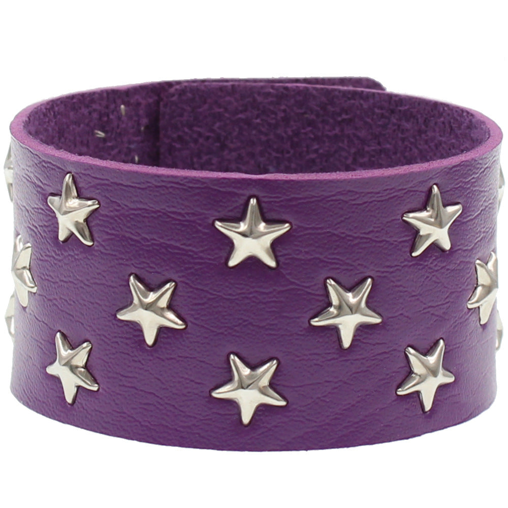 Gothic Leather Personality Rock Five-pointed Star Bracelets