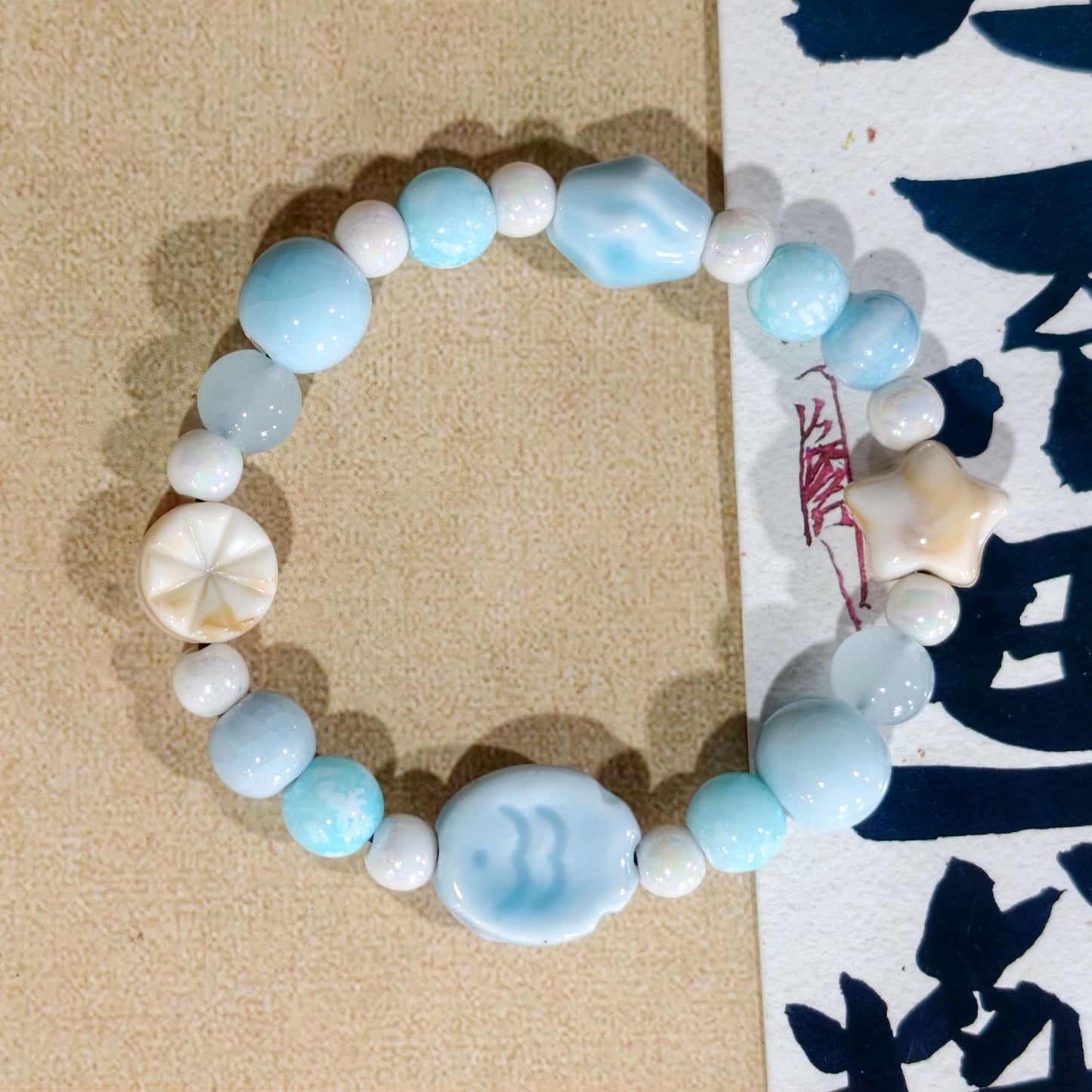 Artistic Handmade Ceramic Single Circle Ethnic Bracelet