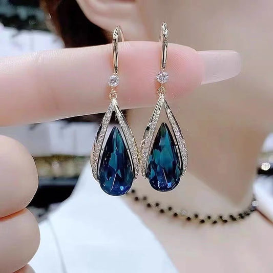 Women's Temperament Purple Fashionable Water Drop Hook Exquisite Elegant Earrings