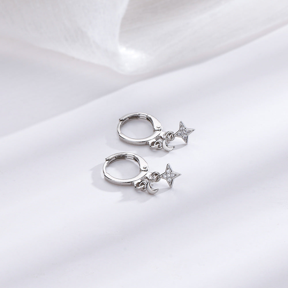Ancient Cat Ning Series Rhinestone Four Earrings