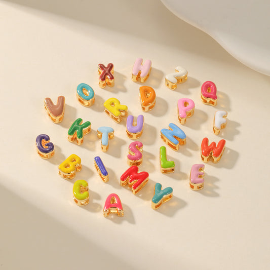 Gold Plating Bubble Letter Random Combination Necklace