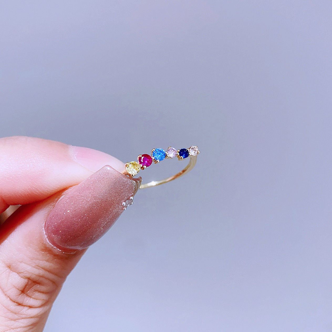 Light Luxury Minority Design Colorful Gemstone Rings