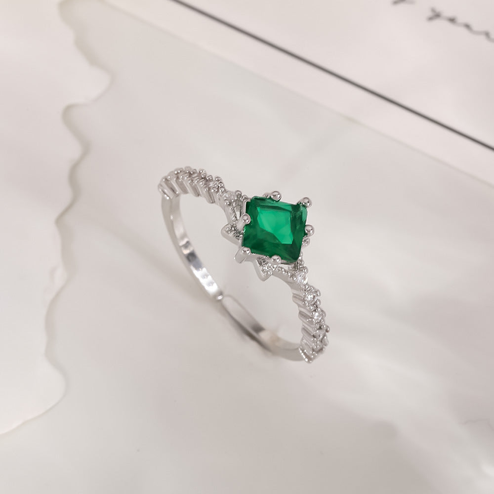 Women's Open-end Zircon Fashionable Classy Simple Cold Feeling Goddess Rings