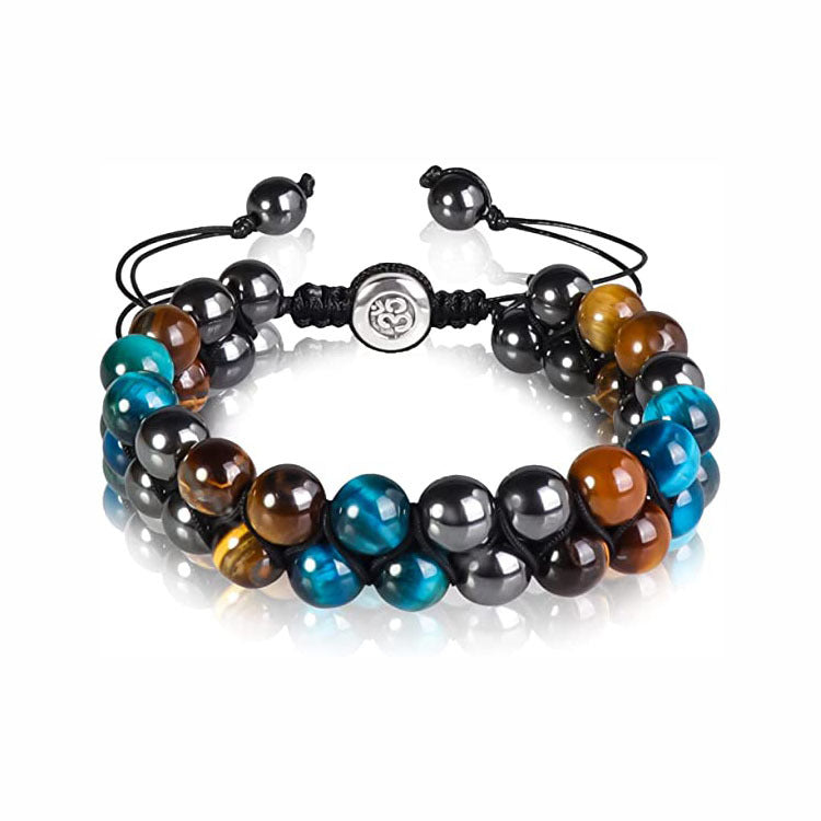 Men's Magnet Natural Stone Tiger Eye Double Bracelet