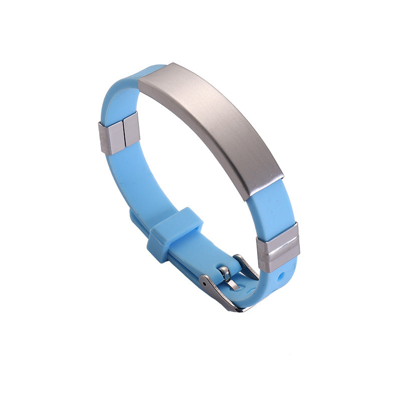 Simple Silicone Stainless Steel Glossy Can Bracelets