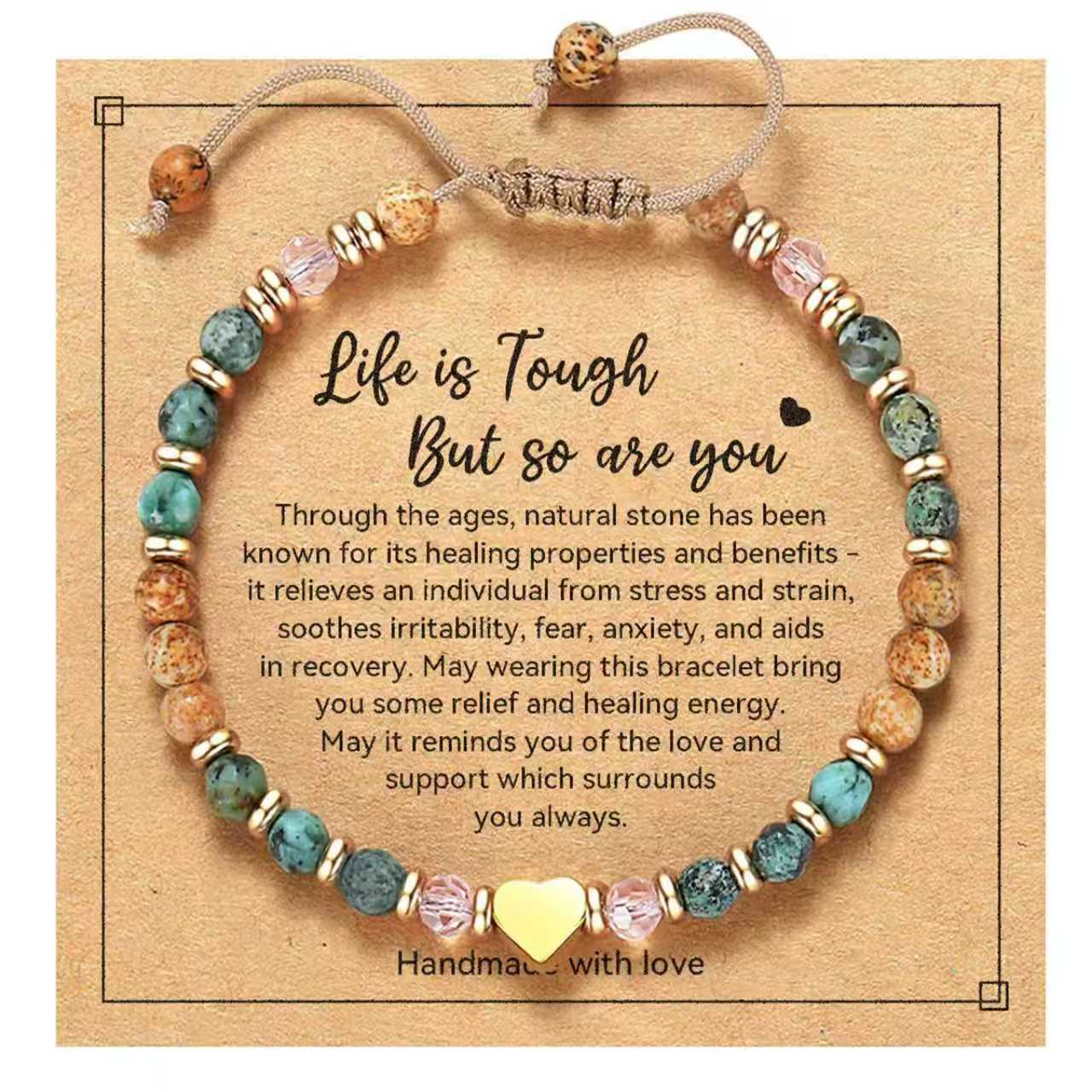 Drawing Stone African Pine Heart Pink Crystal Golden Pendants