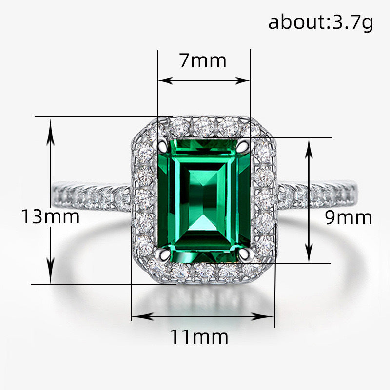 Fashion Diamond Princess Light Luxury Rectangular Ring