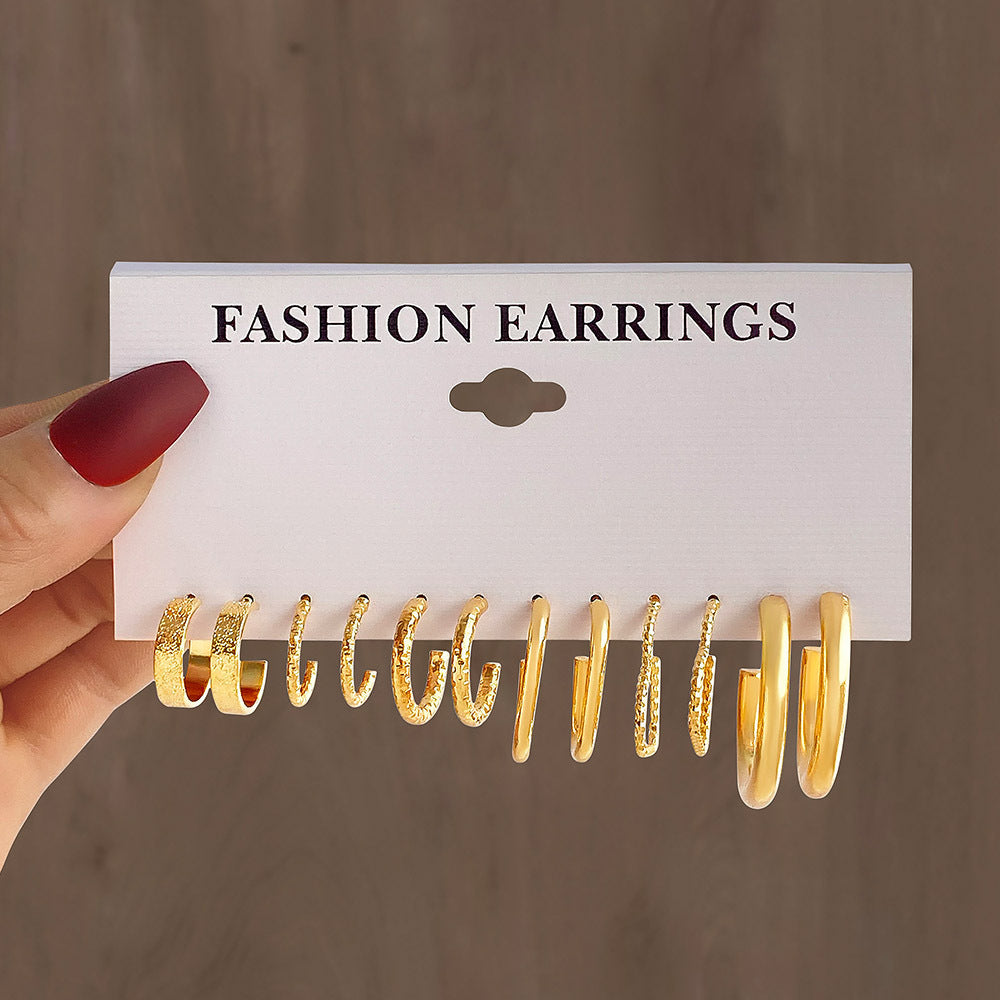 Shaped Plain Half Combination Gold Small Beads Pearl Earrings