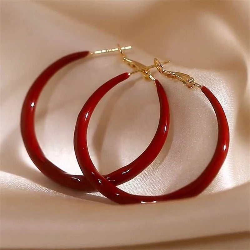 Retro Red Glaze Simple Exquisite High-grade Earrings