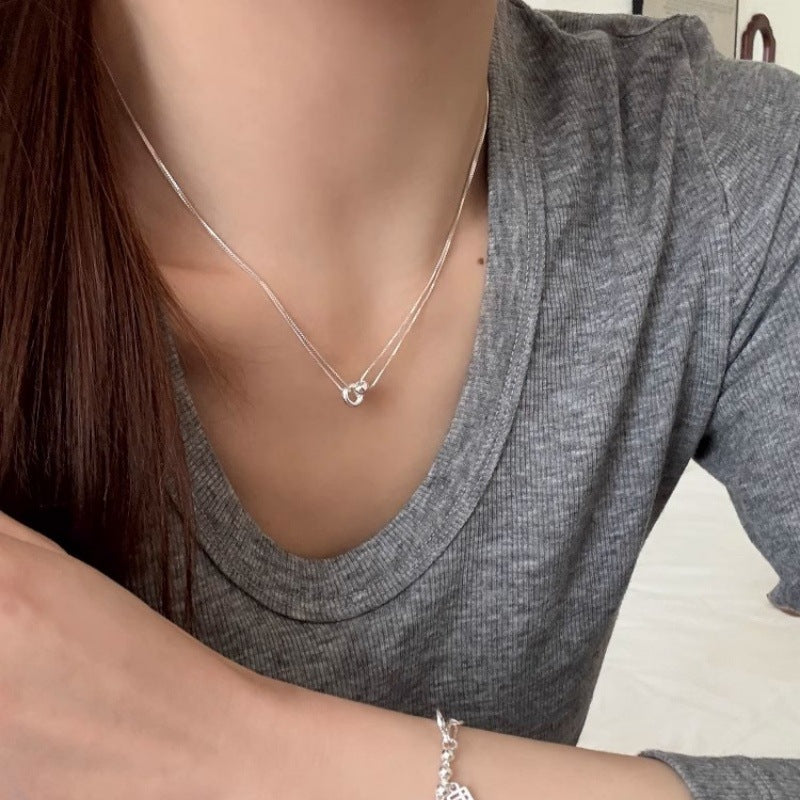 Women's Simple Buckle Design Clavicle Chain Necklace