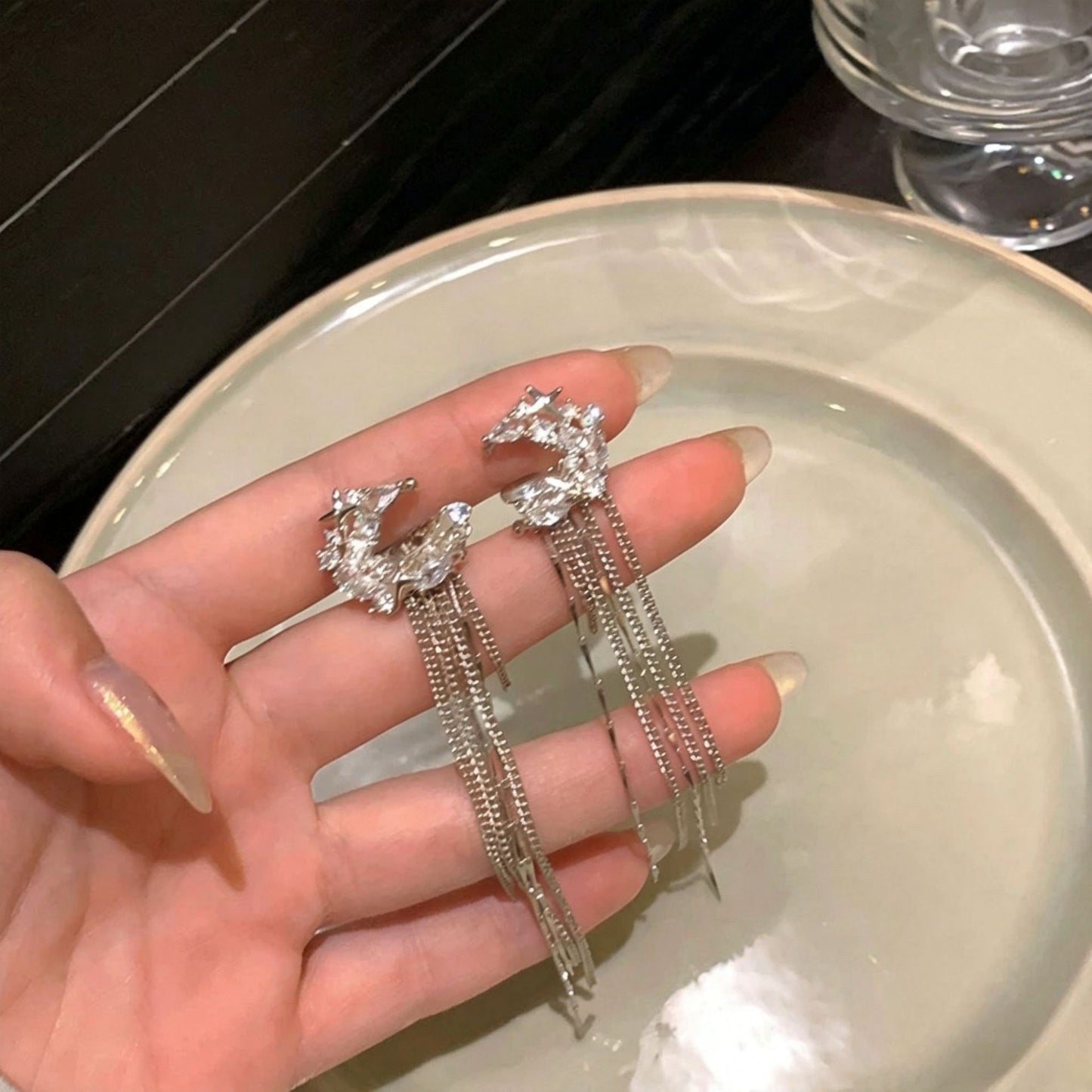 Women's Long Tassel Ear Clips Clip Painless Earrings