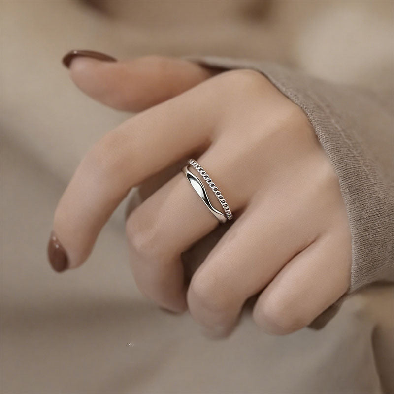 Women's Light Luxury Twist Simple Open Adjustable Design Style Ring