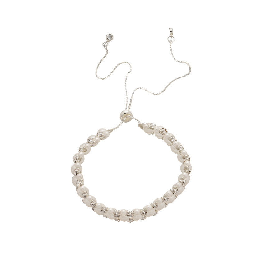 Women's Baroque Retro Diamonds Pull-out Pearl Light Luxury High-grade Elegant Graceful Bracelets