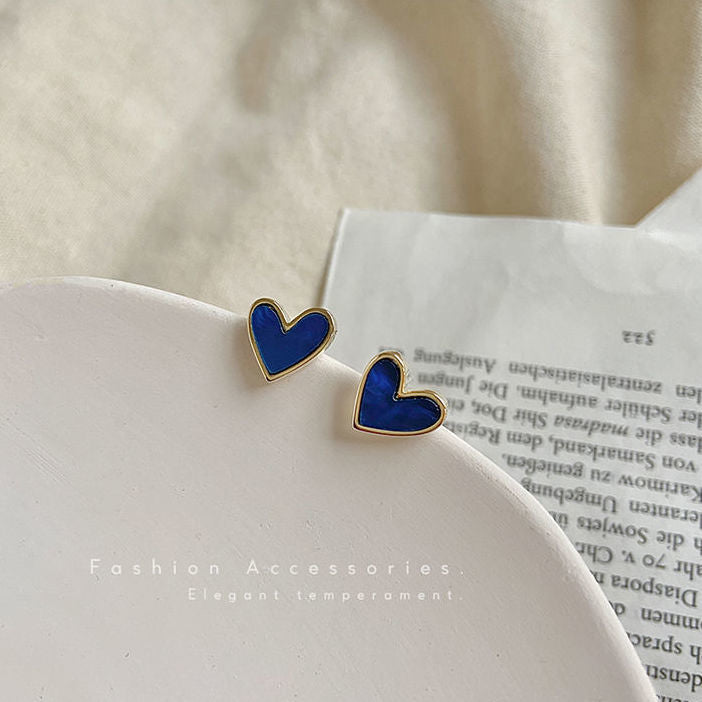 Blue Loving Heart Trendy Elegant To Make Round Earrings