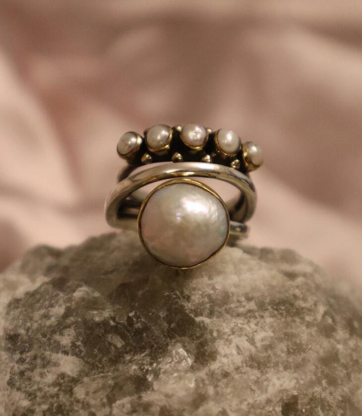 Retro Creative Big Open-end Pearl Fashion Rings