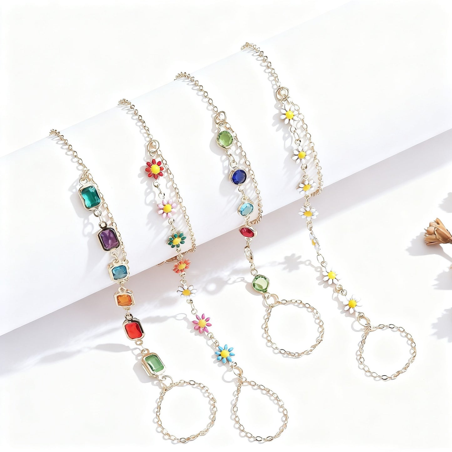 Zircon Square Colorful Diamond Personality Trend Simple Bracelet