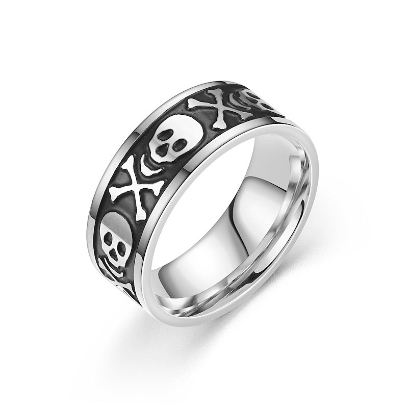 Men's Retro Style Titanium Steel Fashion Carving Rings