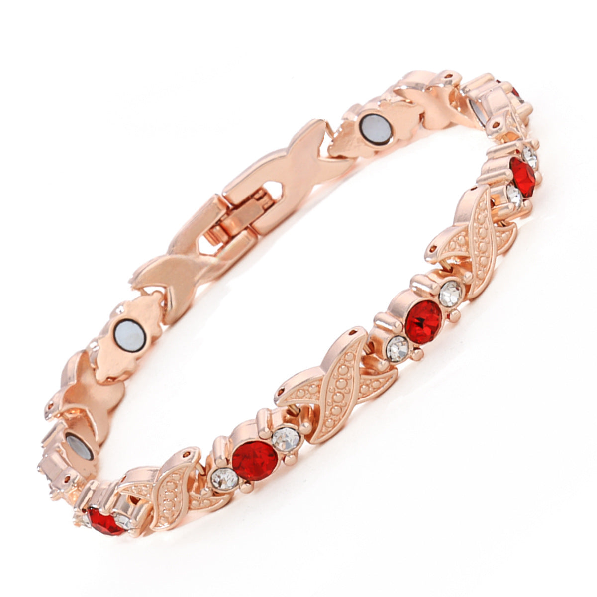Women's Adjustable Leaves Magnet Alloy Diamond Fashion Bracelets