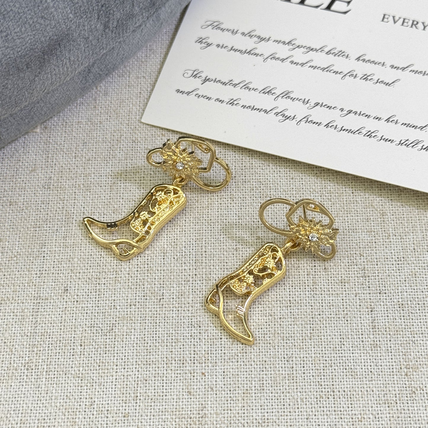 Women's Niche Hat Hollow Out Denim Boots Earrings