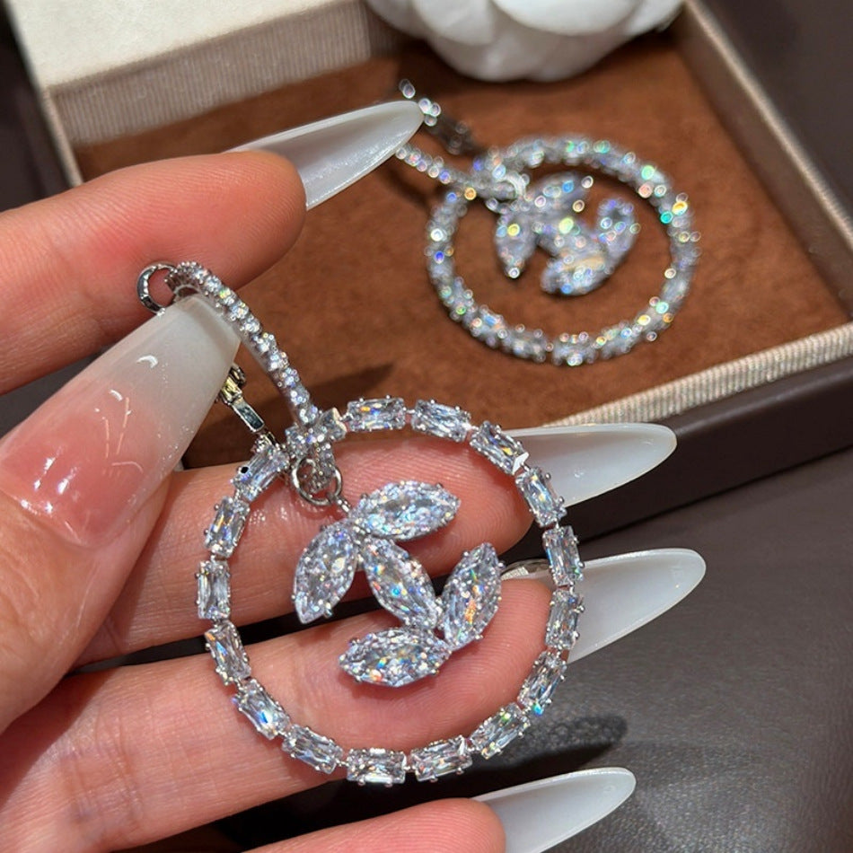Luxury High-grade Fashion Classic Style Ear Clip Circle Rhinestone Female Earrings