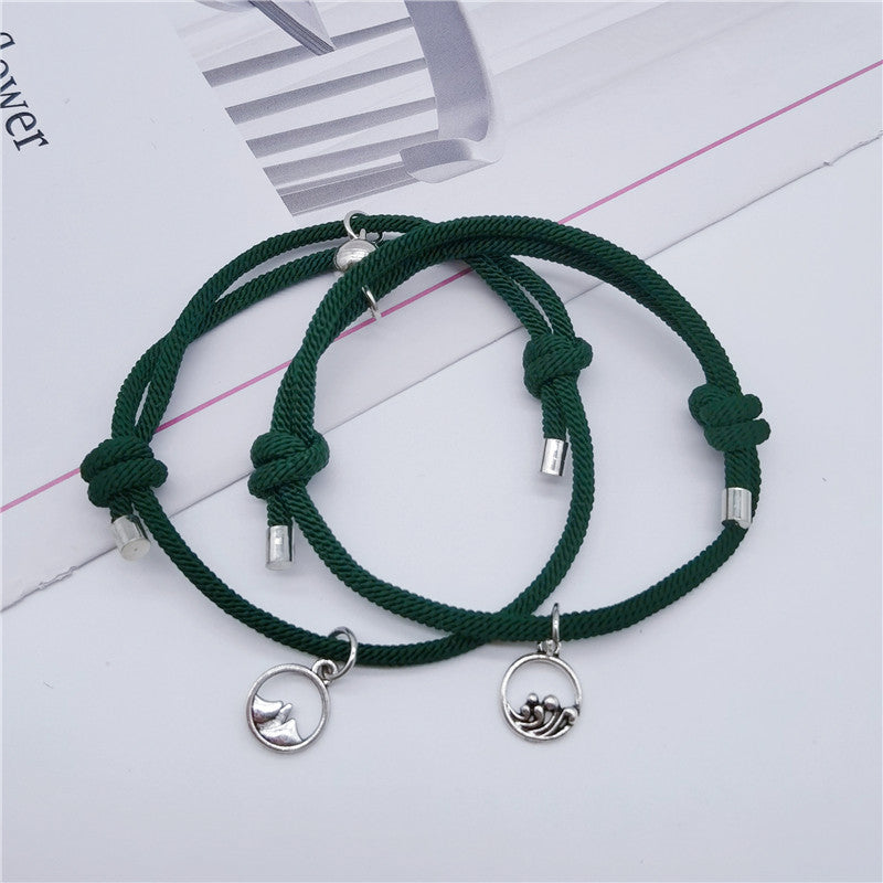 Women's & Men's Couple Magnet Attract True Pair And Woven Bracelets