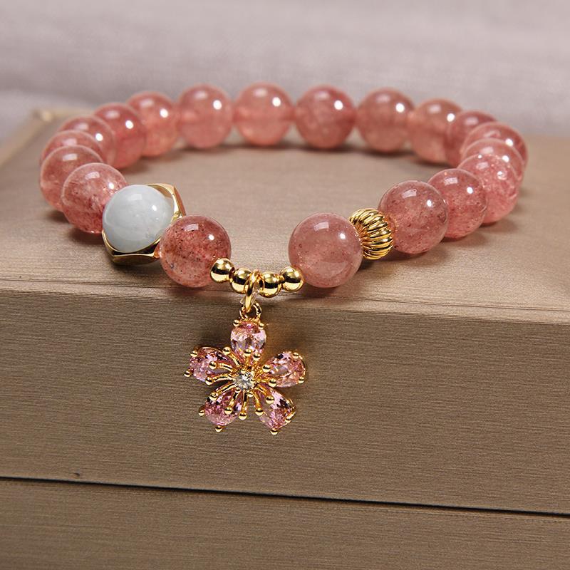 Freshwater Pearl Female Strawberry Quartz Fishtail Bracelets