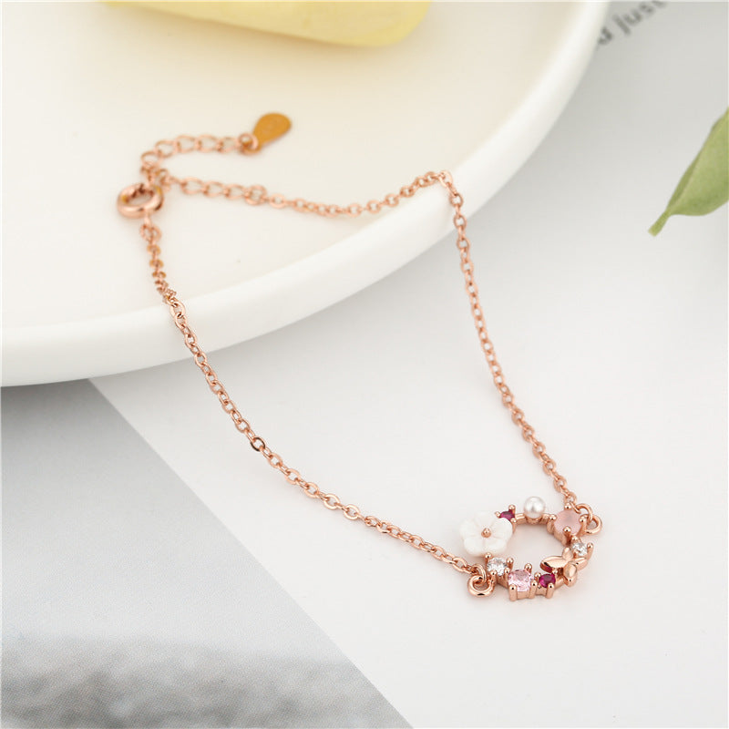 Garland Korean Style Romantic Aura Pearl Butterfly Diamond Rose Bracelets