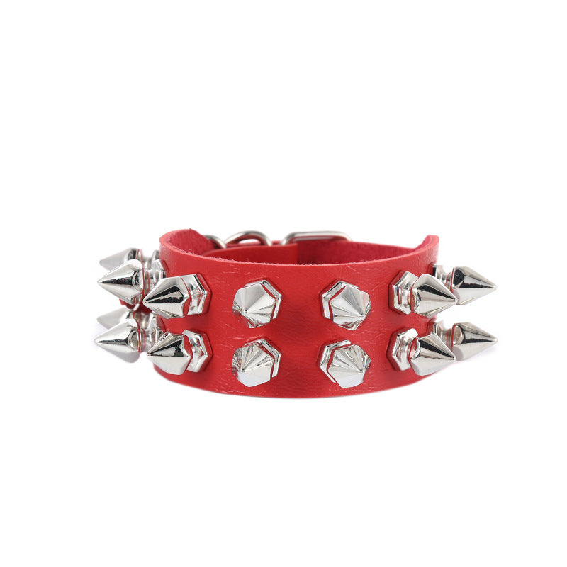 Rock Pointed Rivet Exaggerated Personalized Double Bracelets