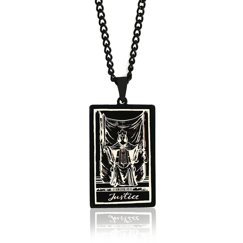 Zhang Tarot Titanium Steel Retro Rectangular Necklaces