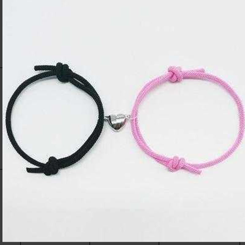 Women's & Men's Simple Love Magnetic Snap One Pair Bracelets