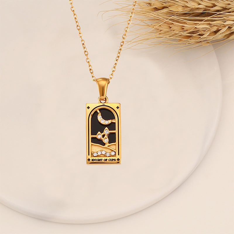 Real Gold Vintage Tarot With Diamond Dripping Necklace