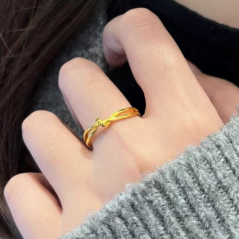 Bends Hitches Gilded Design High-grade Gold Rings