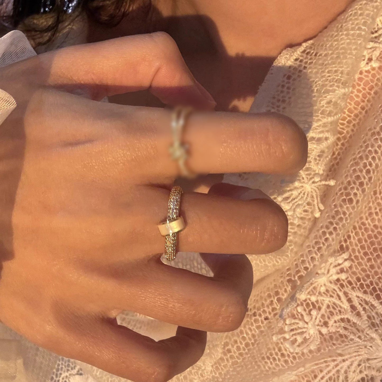 Zircon Simple Female Opening Adjustable Index Finger Light Luxury Rings