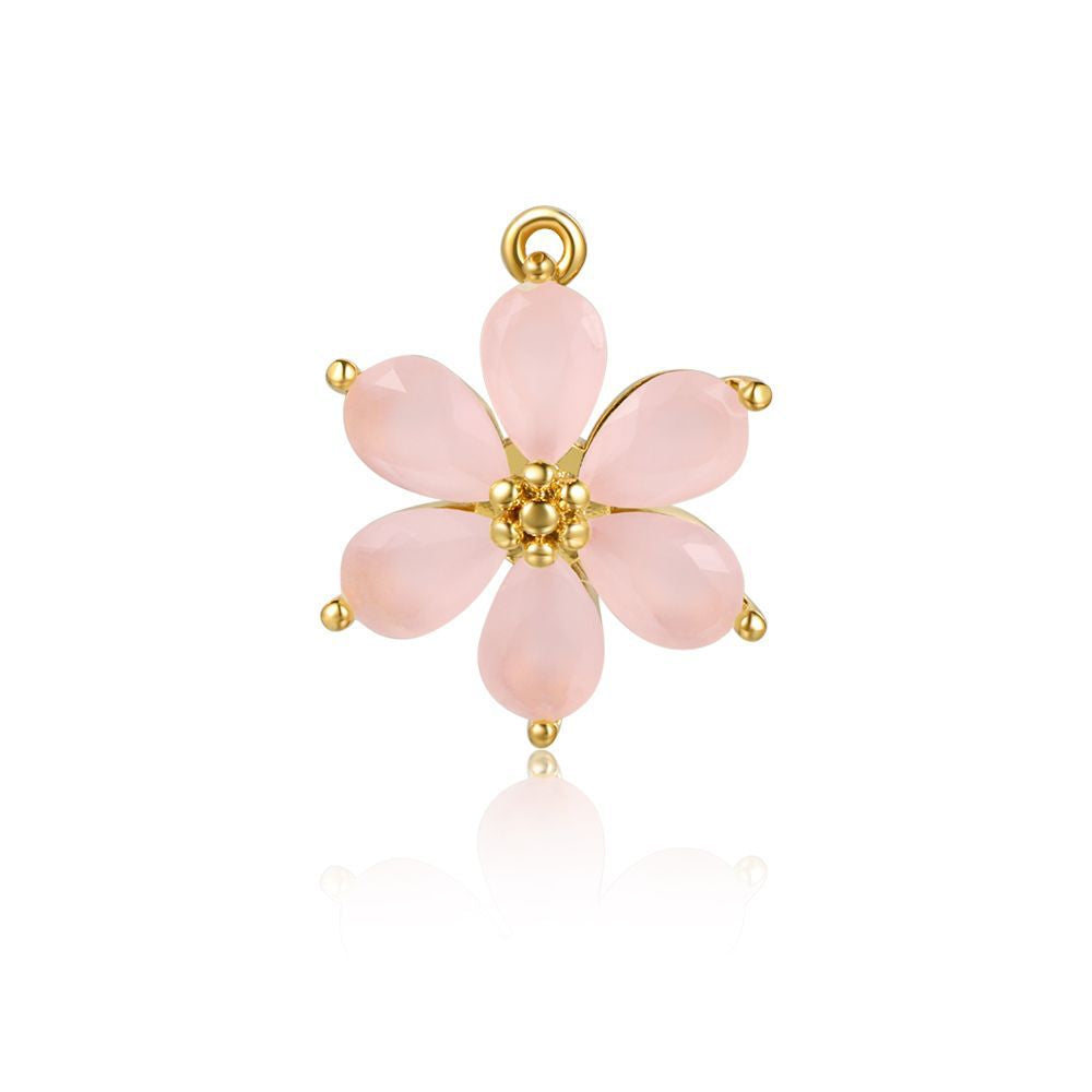 Flower Gold Protection Color Zirconium Copper Parts Earrings