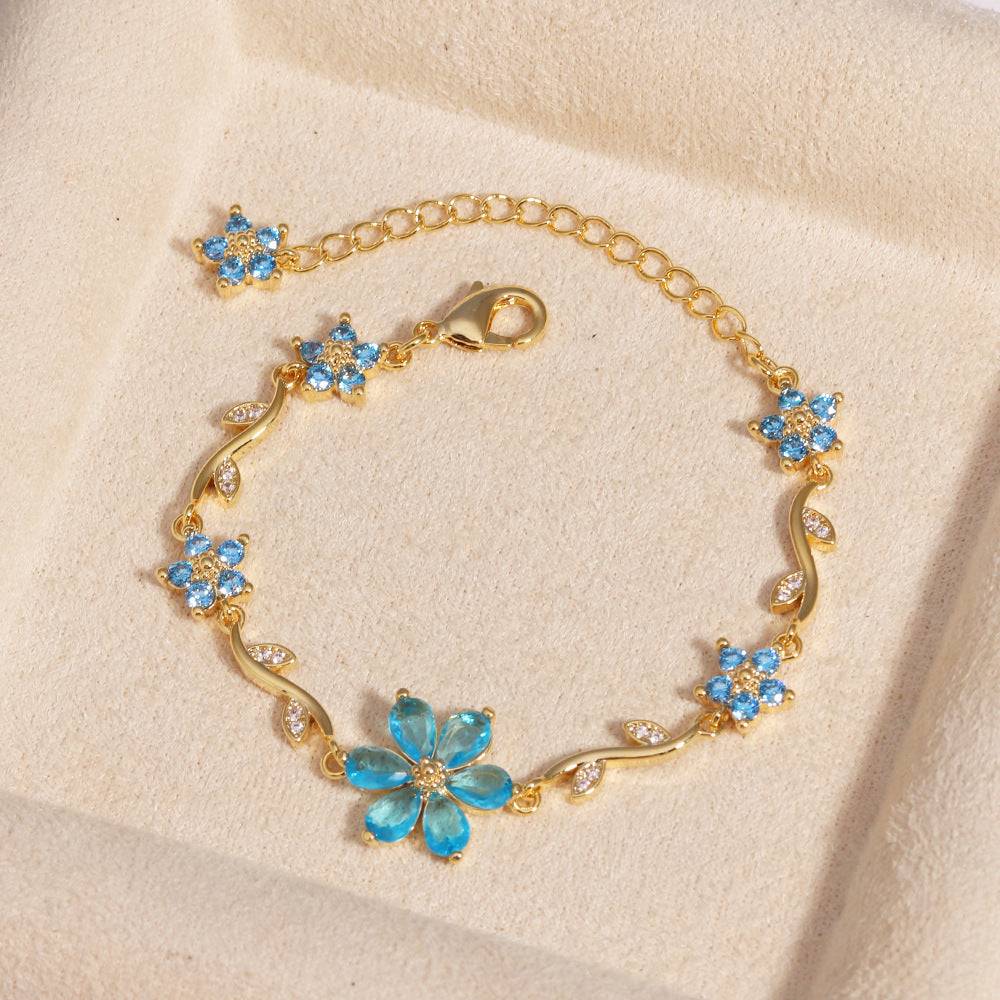 Cute Sweet Pastoral Style Love Heart Flowers Valentine's Day Bracelet
