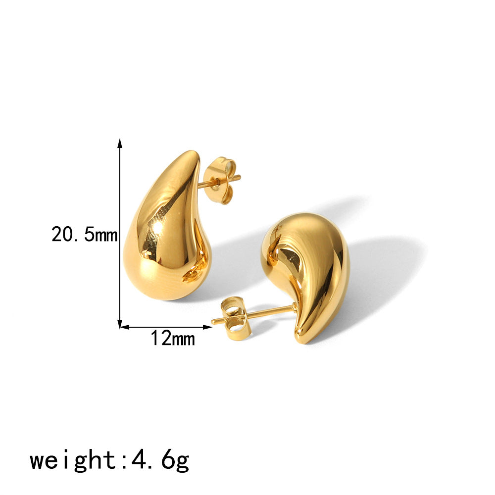 Women's High-grade Water Drop Gold Ear-ring Clip Titanium Rings