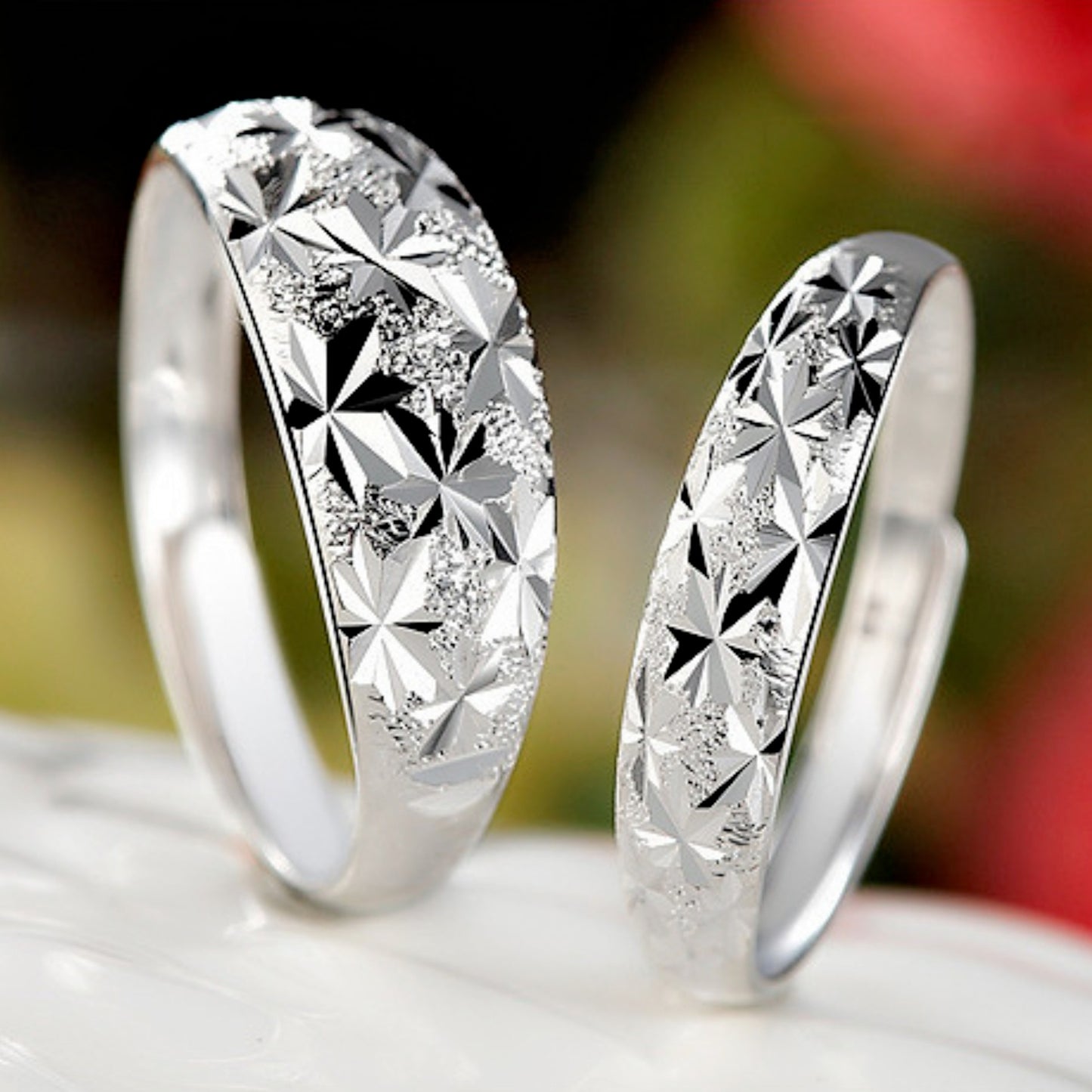 Classic Open Starry Couple Pair Ornament Rings