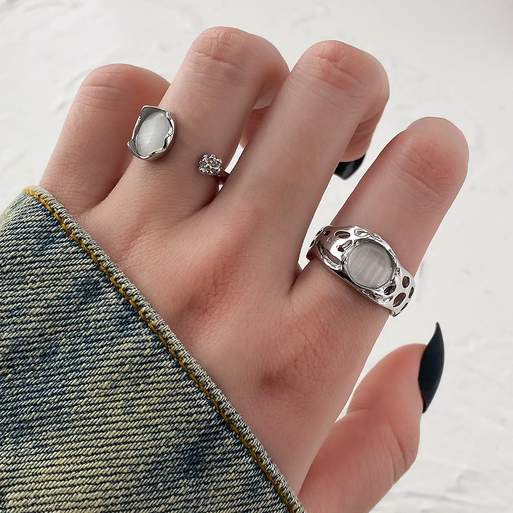 Moonlight Creative Adjustable Design Index Finger Stone Retro Rings