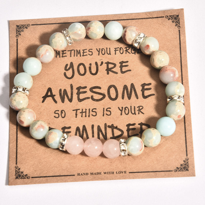 Listed Stone Pink Zebra Elastic String Imitation Bracelets