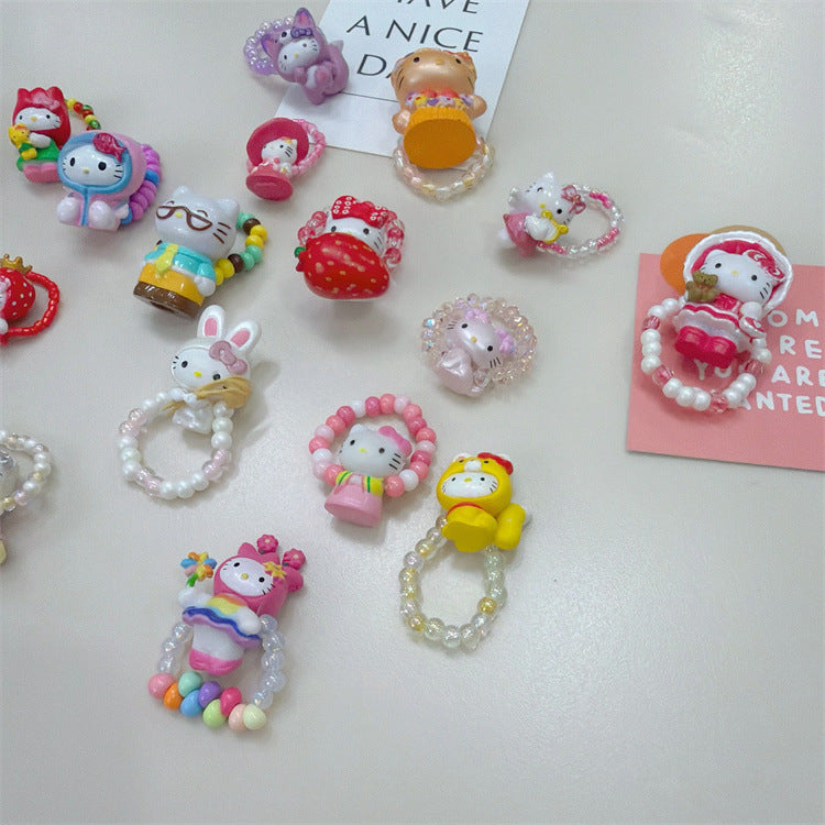 Flowers Cat Sweet Girly Trendy Cool Ring