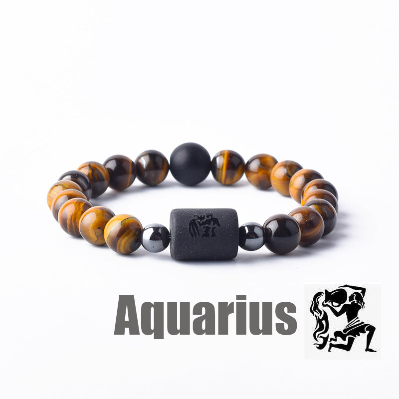 Constellation Natural Stone Beaded Twee Tigereye Bracelet