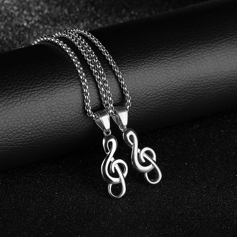 Men's Steel Music Symbol Couple Minimalist Creative Necklaces