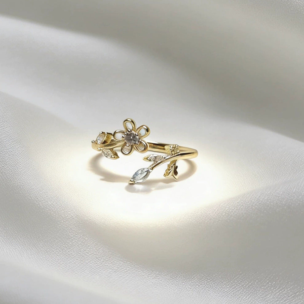 Light Luxury Full Rhinestone Zircon Retro Opening Personality High Sense Rings