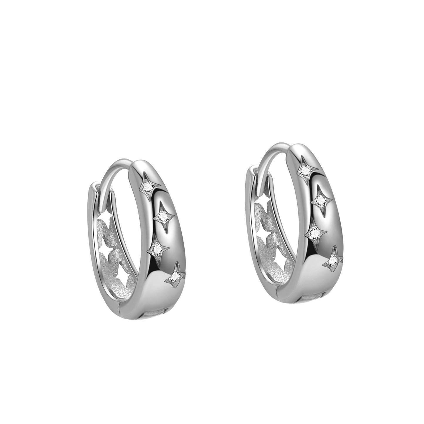 Women's Sterling Sier Zircon Fashion Ear Punk Earrings