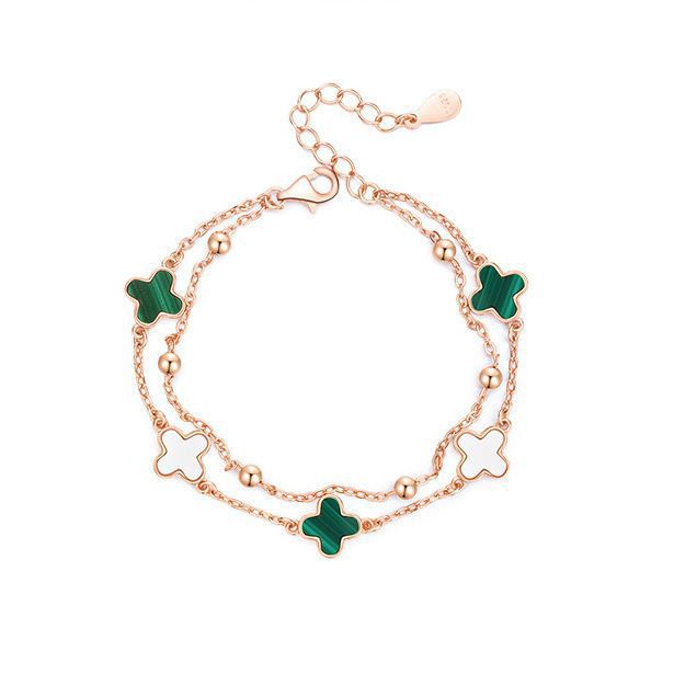 High Quality Four-leaf Clover Double Layer Wrist Female Bracelet