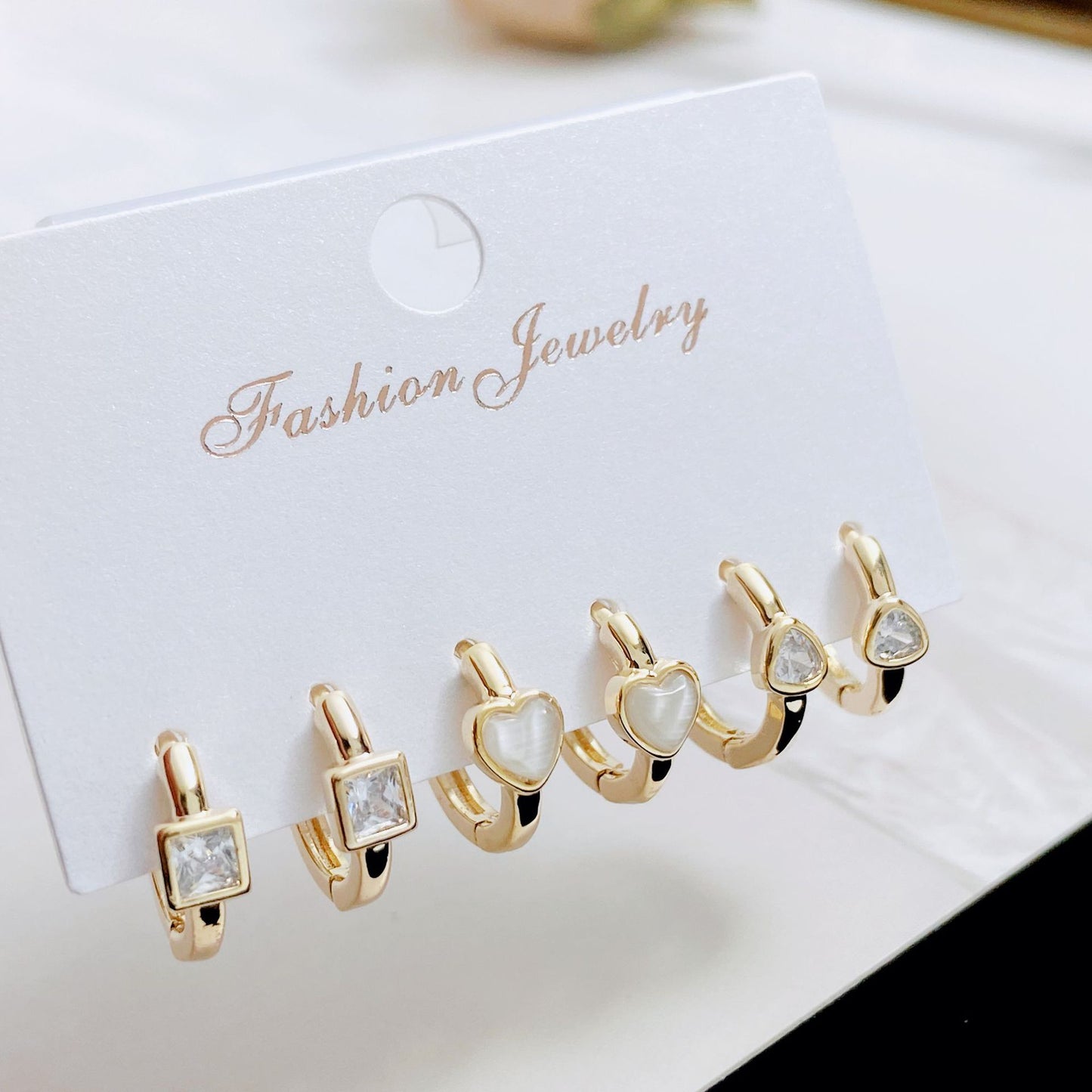 Golden Light Luxury Three Pairs Clip Temperament Wild High-grade Sense Ear Buckle
