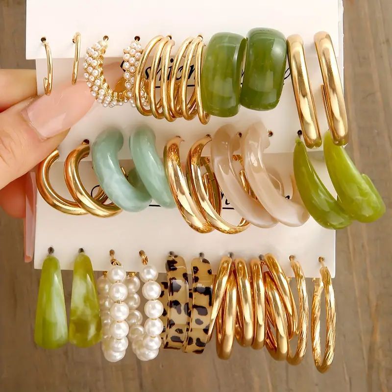 Ear Square Geometric Vintage Pearl Hepburn Style Earrings
