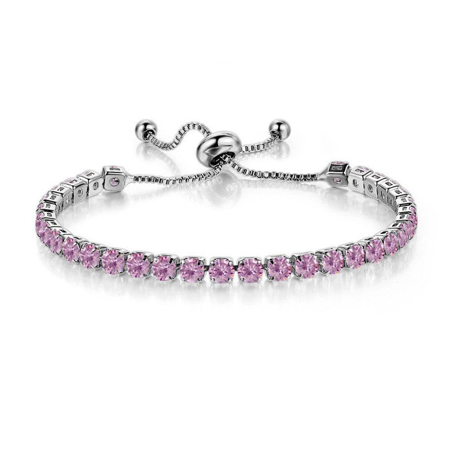 Women's Round Single Row Full Diamond Adjustable Beads Crystal Bracelet