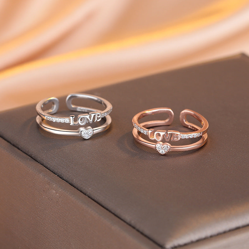 Elegant High-grade Heart-shaped Female Simple Opening Bracelets