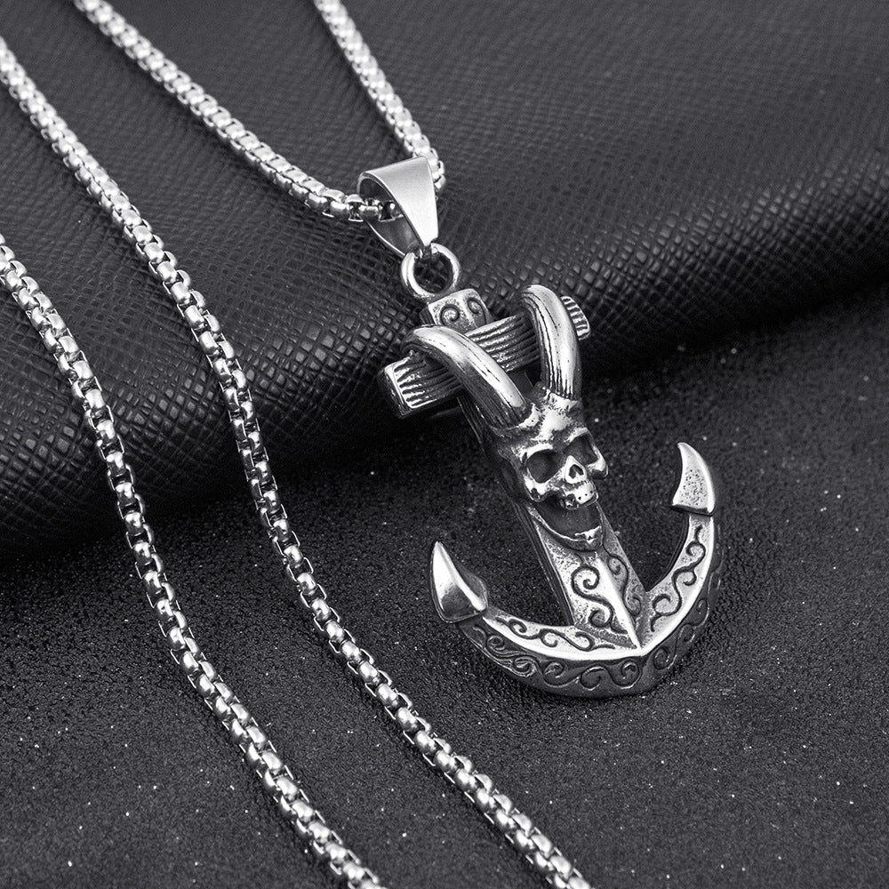 Men's Stainless Steel Hip Hop Cool Cross Trendy Clavicle Necklaces